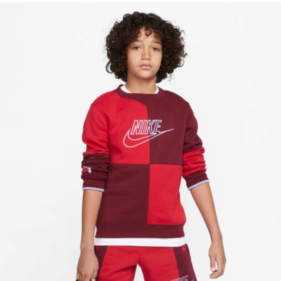 Nike Blue Ribbon Cut & Sew Colorblock Sweatshirt Red/Burgundy – Youth XL - Picture 1 of 15